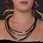 ETC0017 - Siyah Swarovski Taşlı Kolye-Küpe Seti