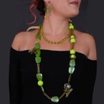ETC0033 - Yeşil Moldavite Taşı Kolye-Küpe Takı Seti